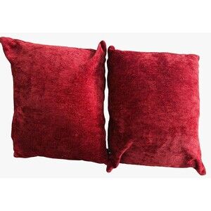 Set of 2 Rodeo Home Feather Throw Pillows w/ Chenille Rust Red Covers 17" x 21"